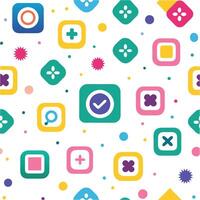 a colorful pattern with icons and squares vector
