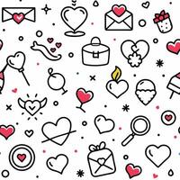 valentine's day seamless pattern with hearts and other symbols vector
