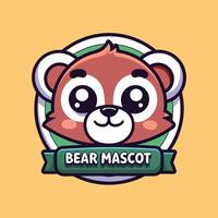 a bear mascot with a ribbon around it vector