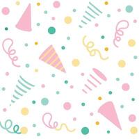 a colorful pattern with party hats and confetti vector