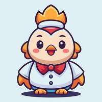 cartoon chicken character with a crown on his head vector
