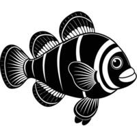 an image of a black and white fish vector