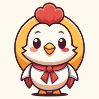a cartoon chicken with a red bow on its head vector