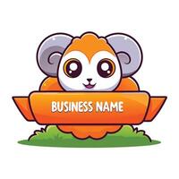 a cute sheep with a business name on it vector