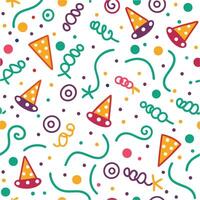 seamless pattern with party hats and confetti vector