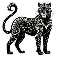 a black and white leopard with spots on its body vector
