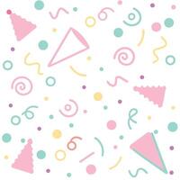 a colorful background with confetti and party hats vector