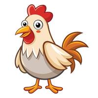 cartoon chicken standing on white background vector