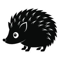 a black and white hedgehog on a white background vector