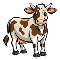 a cartoon cow standing in front of a white background vector