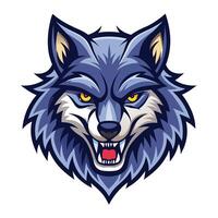 the head of a wolf mascot with an angry expression vector