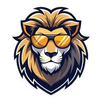 lion head with sunglasses on a white background vector