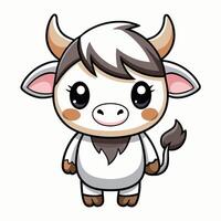 a cartoon cow with big horns and a big nose vector