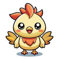 a cartoon chicken with a red and orange beak vector