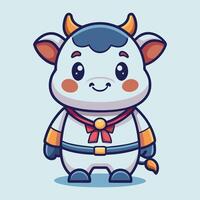 a cartoon cow in a suit with horns vector