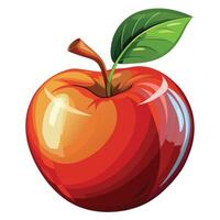 an apple with a leaf on it is shown vector
