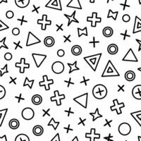 a black and white pattern with various shapes vector