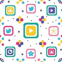 a colorful pattern with social media icons vector