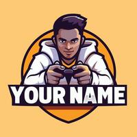 a gamer with a controller in his hand vector