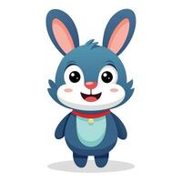 a cartoon blue rabbit with a red collar vector