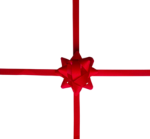 Top view decorative red bow with horizontal and vertical red ribbon png