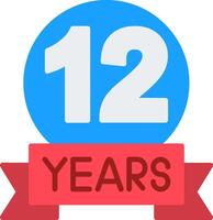 12 year Anniversary Flat Icon vector
