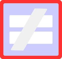 Not Equal Flat Icon vector