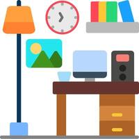 Computer Desk Flat Icon vector