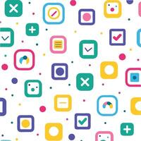 a colorful pattern with icons and squares vector