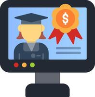 Online Learning Flat Icon vector