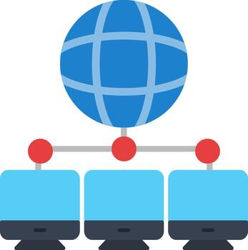 computadora redes plano icono vector