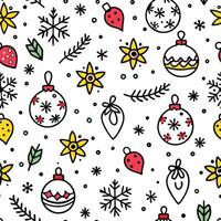 christmas seamless pattern with balls and snowflakes vector