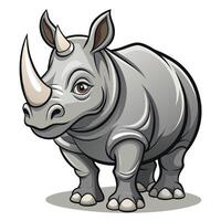 a cartoon rhino standing on a white background vector