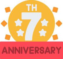 7th Anniversary Flat Icon vector