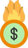 Burn Coin Flat Icon vector