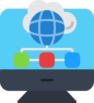 icono plano de computación en la nube vector