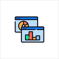 A computer screen with a graph and bar chart vector
