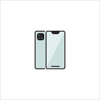 A smartphone with a white background and a black screen vector