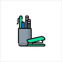 A pencil and a stapler are in a pencil case vector