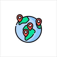 A globe with pins on it and a map pointer vector