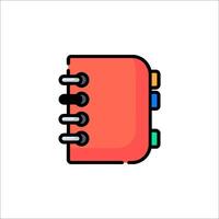 A red notebook with a pen and pencil on it vector