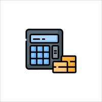 A calculator and a stack of credit cards vector