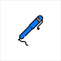 A blue pen with a yellow handle on a white background vector