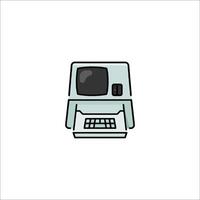 A computer icon with a keyboard and monitor vector