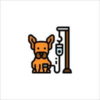 A dog is sitting in front of a drip machine vector