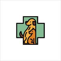 A dog and cat are sitting on a cross vector
