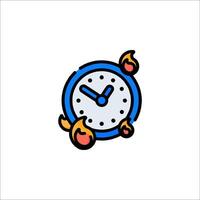 A clock with flames on it and a flame coming out of it vector