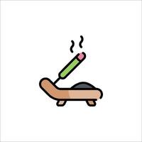A hot stone on a wooden table with a cigarette in it vector