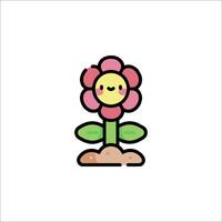 A cute little flower with a smiley face vector