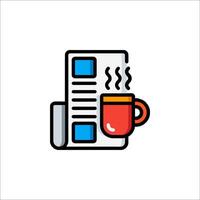 Coffee and newspaper icon illustration vector